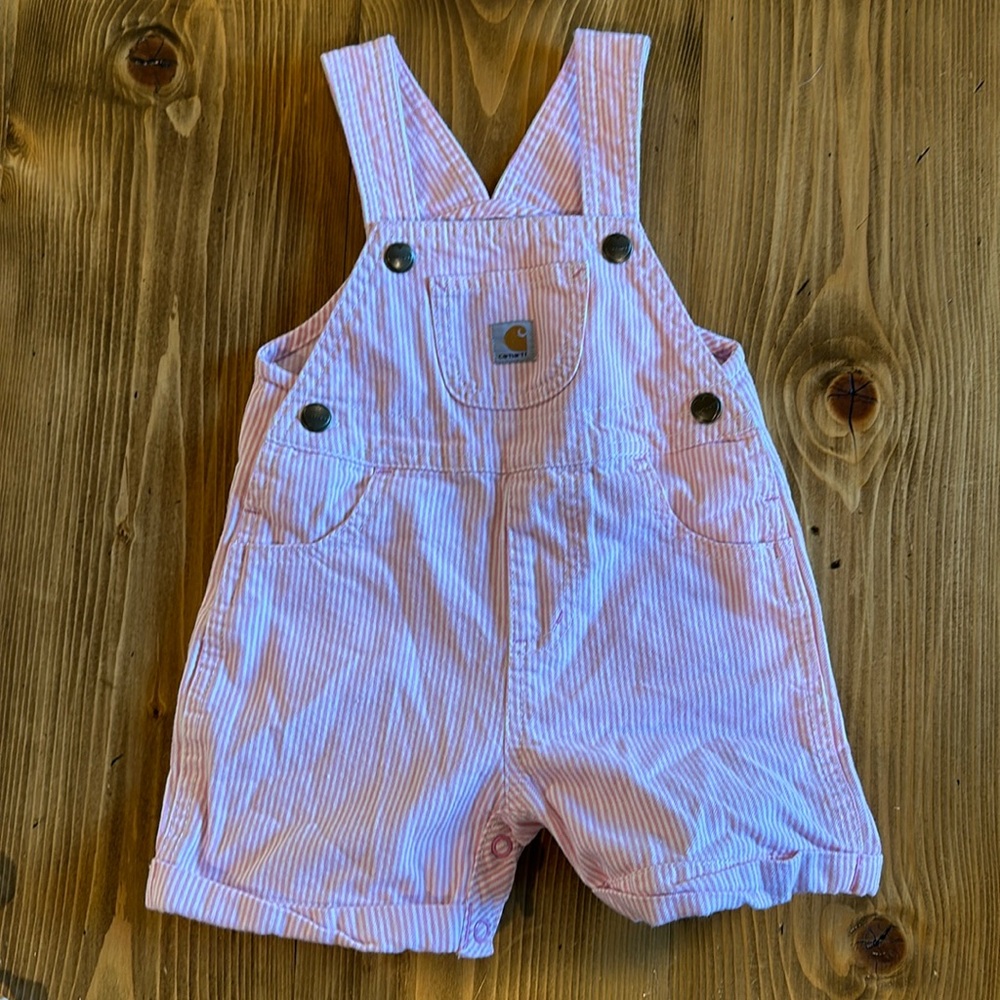 Girls pink Carhartt overall shorts